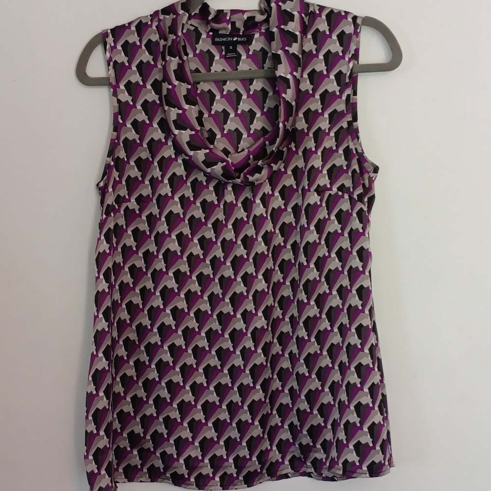 Fashion Bug Cowl Neck Sleeveless Top Size Small    Color Purple, Grey, and Black